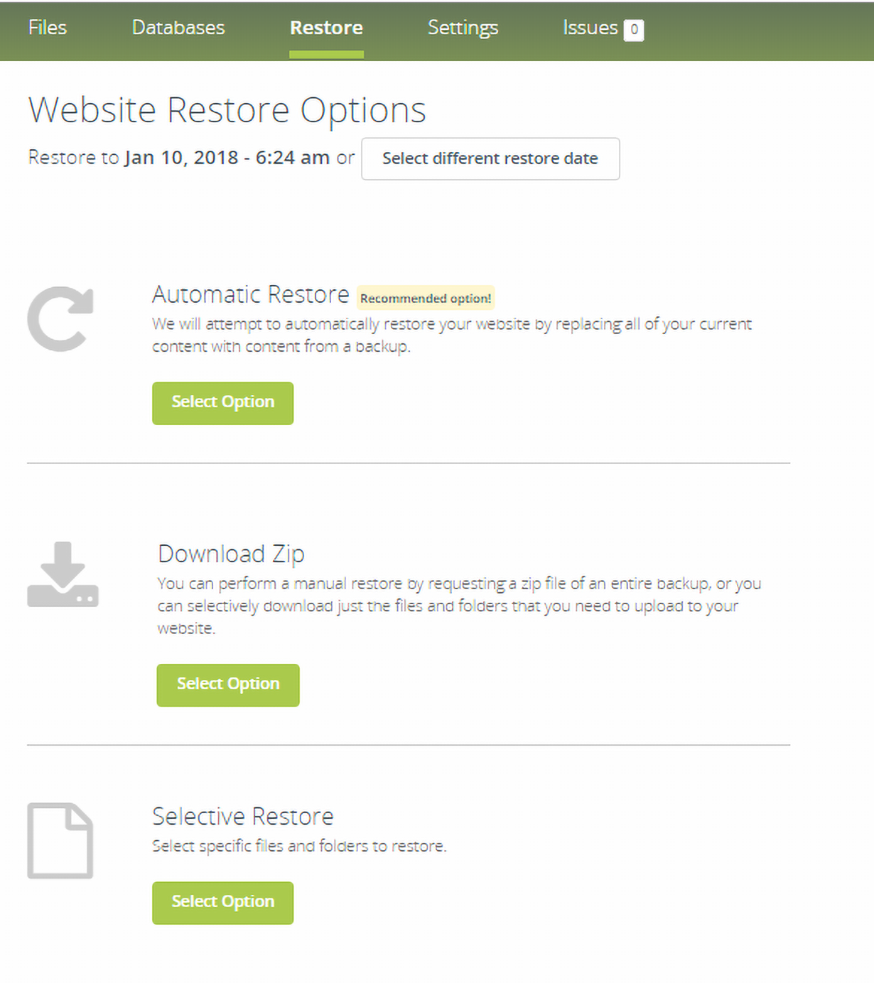 website-restore-options